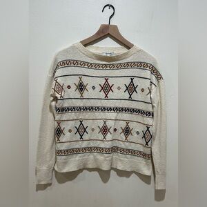 Madewell Embroidered Reseda Pullover Eggshell Cream Sweater - Women’s Size XS